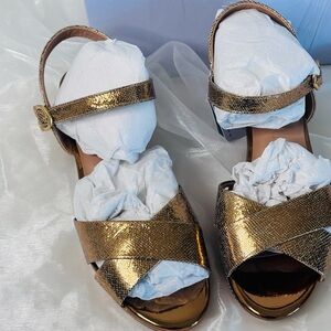 Aerosols Cosmos Comfortable Women's Platform Sandal inLight Bronze Leather 10.5